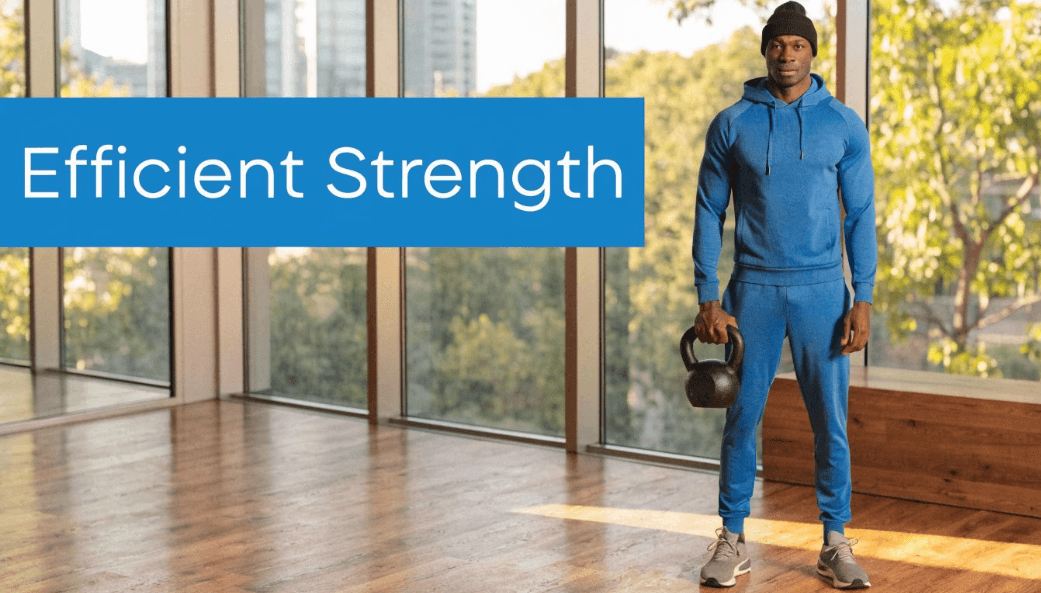 A man performing an efficient strength training exercise in a modern gym